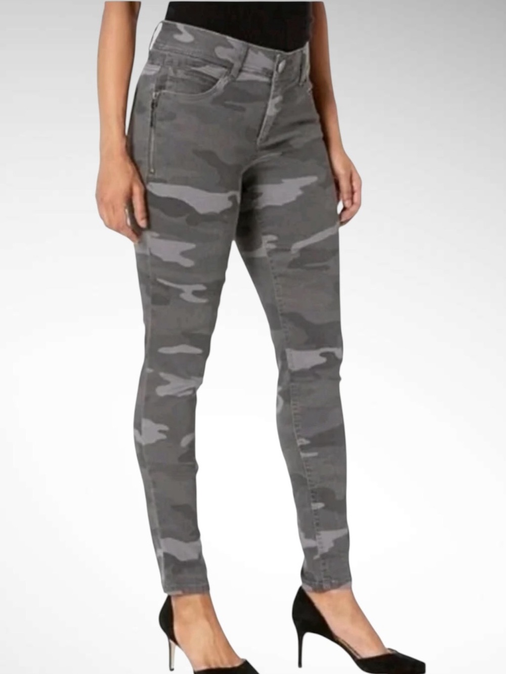 Democracy AbSolution Camo Midrise Skinny Jeans, Size 14